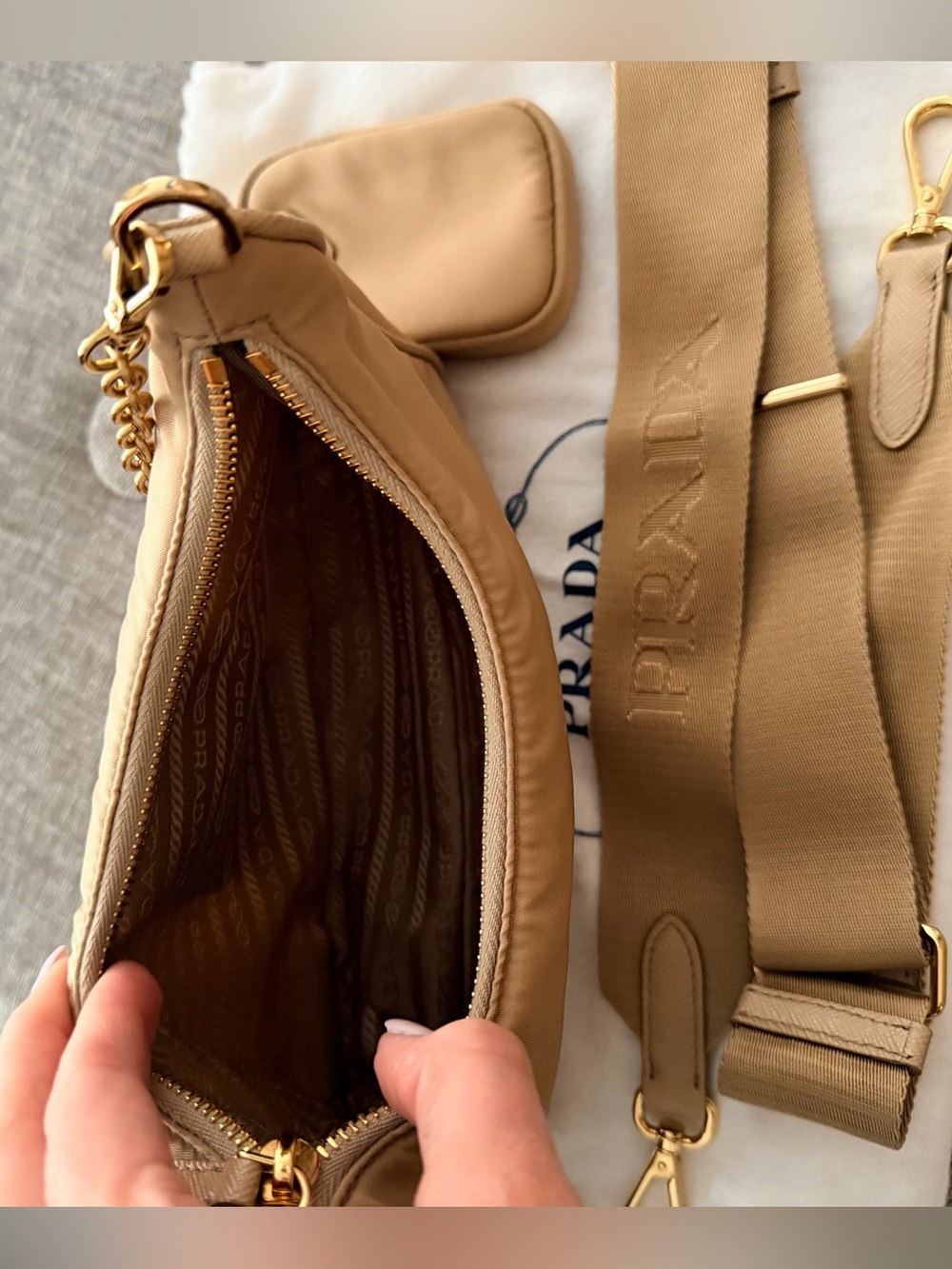 Prada Re-Edition 2005 Re-Nylon Shoulder Bag in Camel - Picture 7 of 8